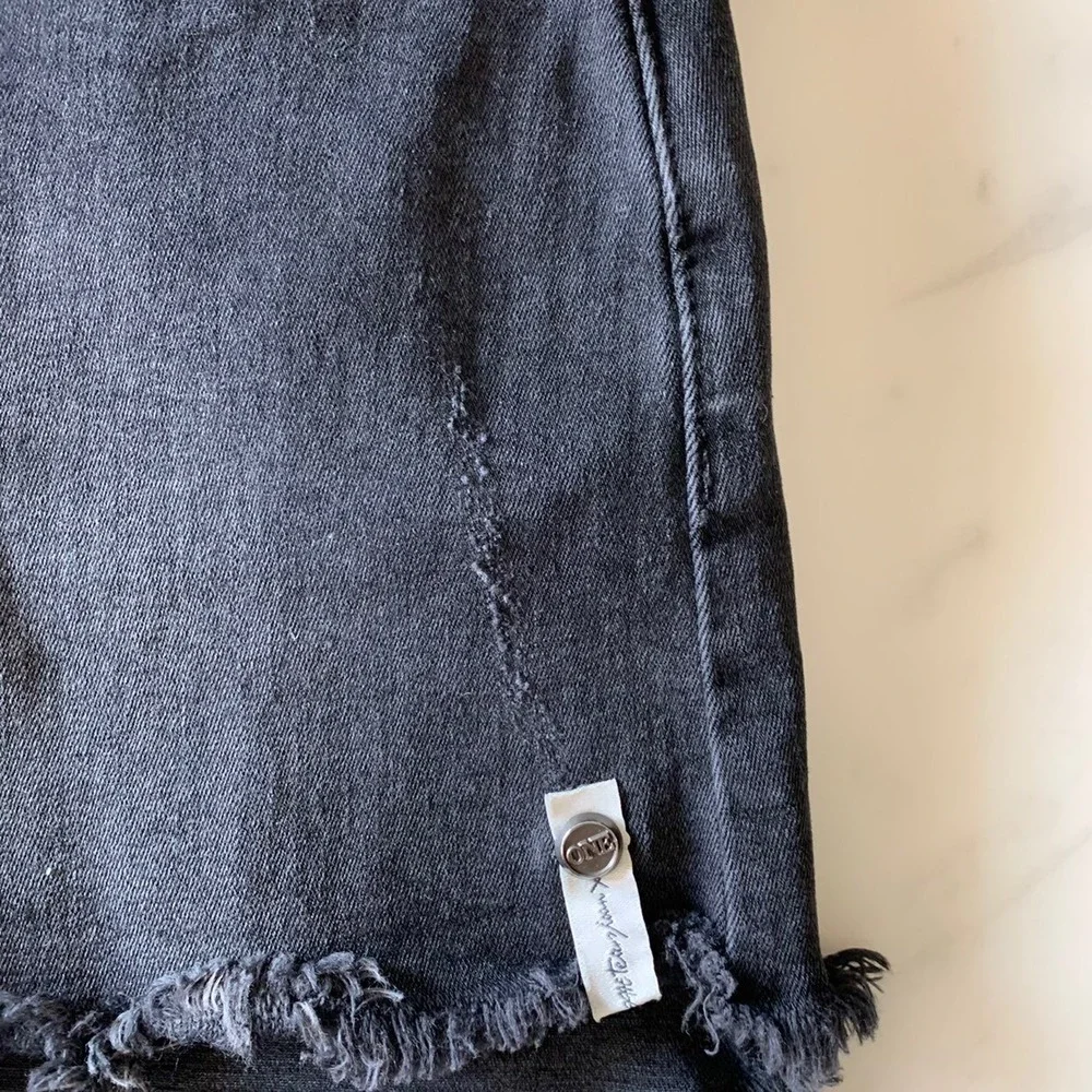 One‎ Teaspoon Bonitas Black Swan High Waist Denim Shorts Frayed Bottom  size 22